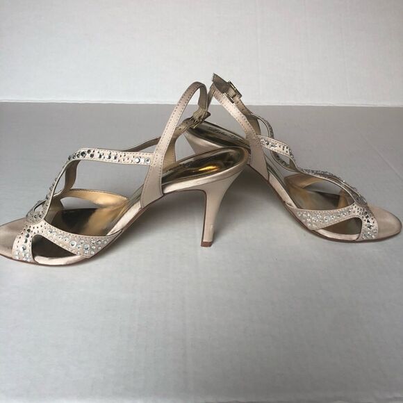 Lulu Townsend dressy sandals Champagne Lt Nikita rhinestones Size 8 in box - Picture 4 of 10